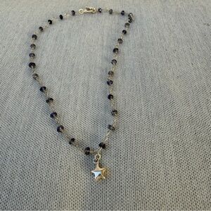 Amethyst Beaded Necklace with Sterling Silver Star Pendant